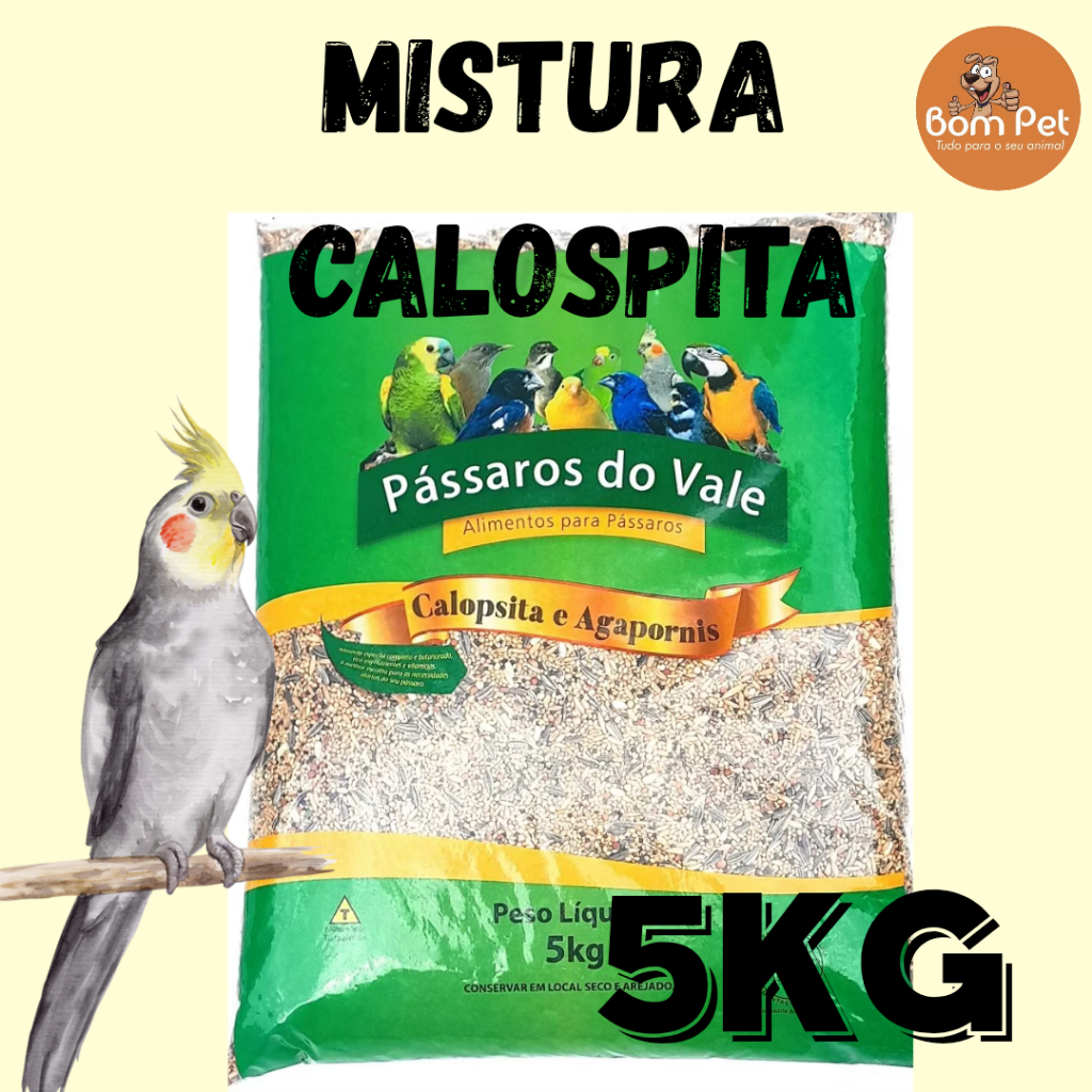Mistura Calopsita e Agapornis Passaros do Vale 5kg