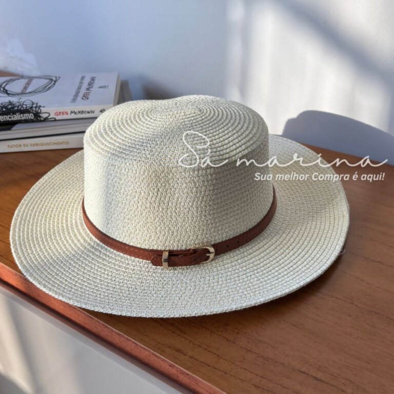 Chapéu feminino Detalhe Cinto Fivela estilo Paris