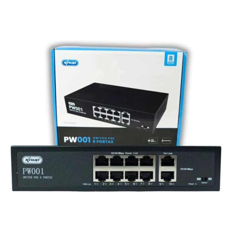 Switch 8 Portas Poe Ativo + 2 Uplink Câmeras Ip 1