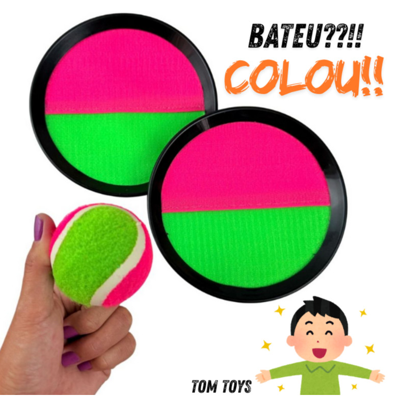 Kit Raquete Frescobol Bateu Colou Peteca Tênis C/ Bolinha Bate Gruda