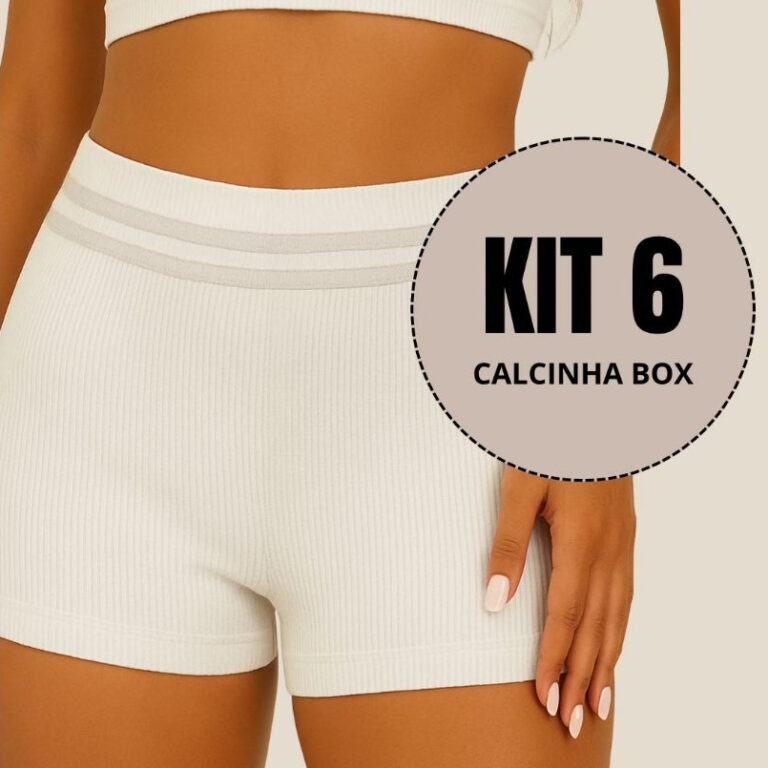 Kit 6 Cueca Calcinha Box Canelada Cós Alto Fashio