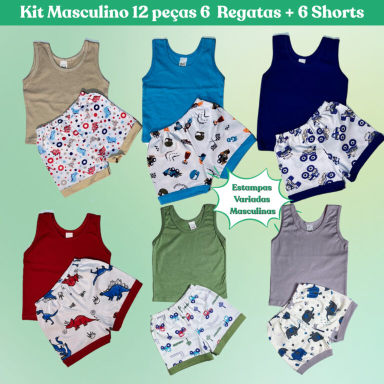 Conjunto Infantil Regata Lisa e Short Estampado Ki
