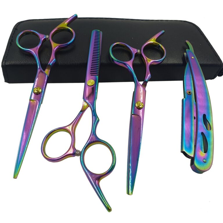 Kit 3 Tesouras Profissionais + 1 Navalha + Estojo 