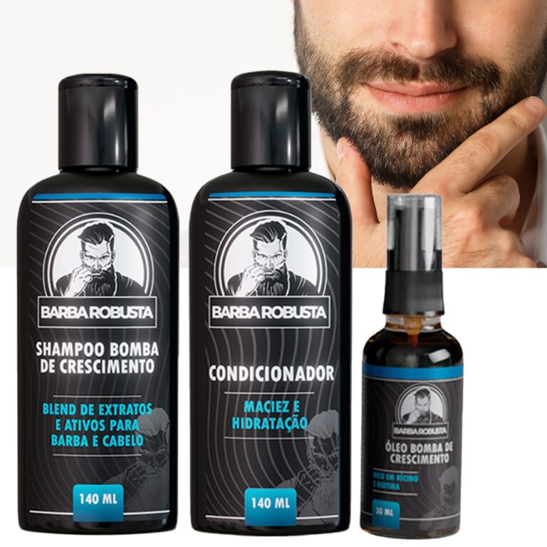 Kit Barba Robusta Shampoo, Condicionador e Óleo