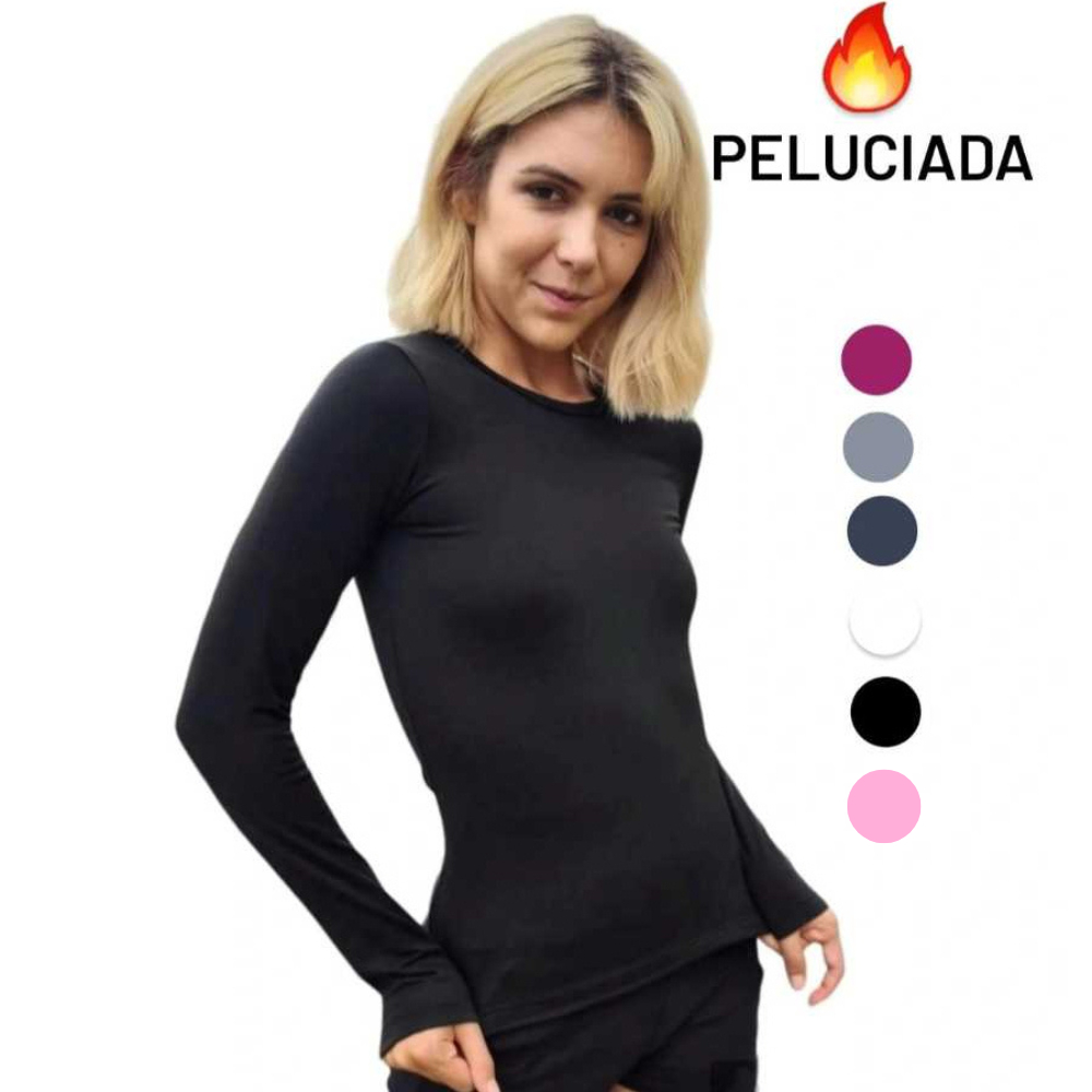 Blusa Feminina Térmica Peluciada Segunda Pele Manga Longa Peluciada Inverno