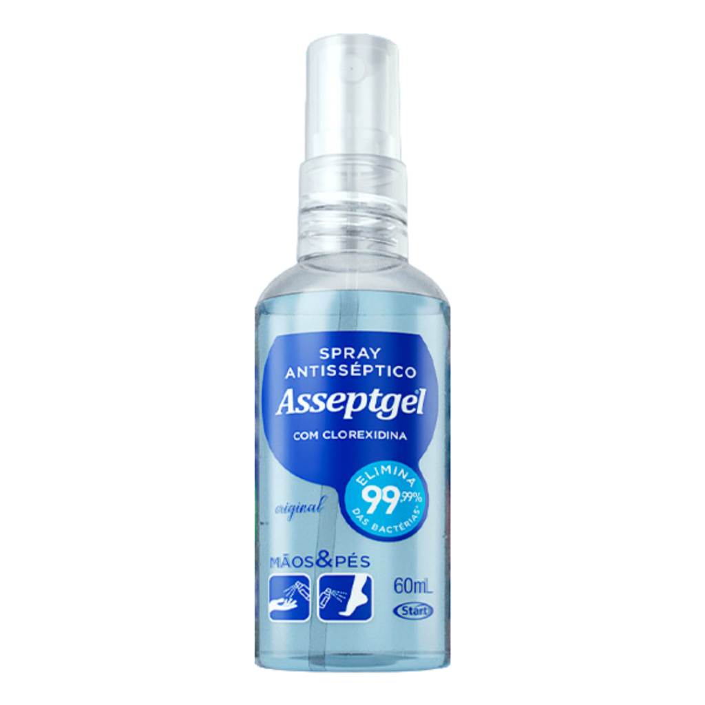 Spray Antisséptico Asseptigel Original 60ml Proteção e Limpeza Instantânea
