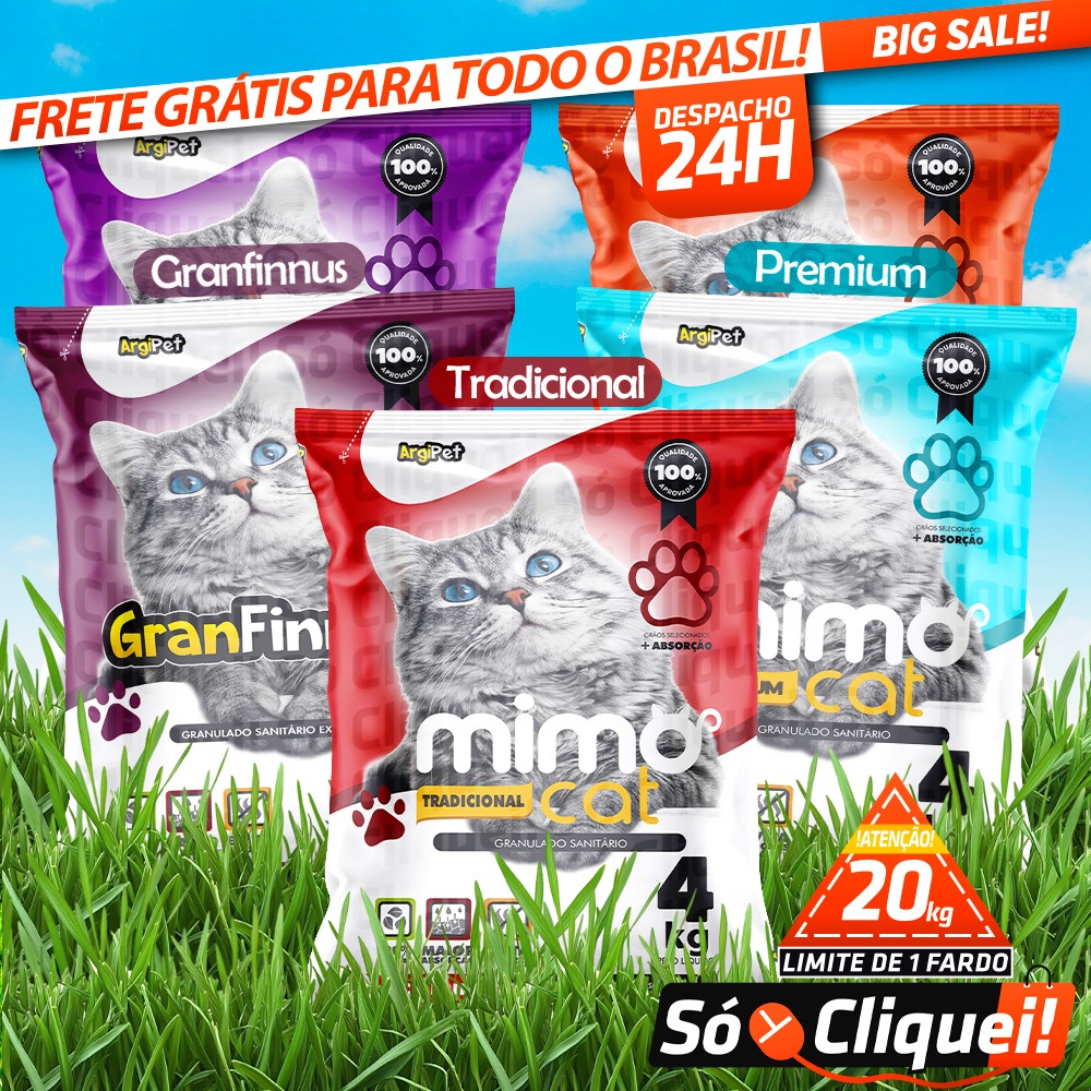 Kit Fardo 5 Pacotes Areia Granulado Sanitário Extra Fina Perfumado Forma Torrões Absorção Antiodor M