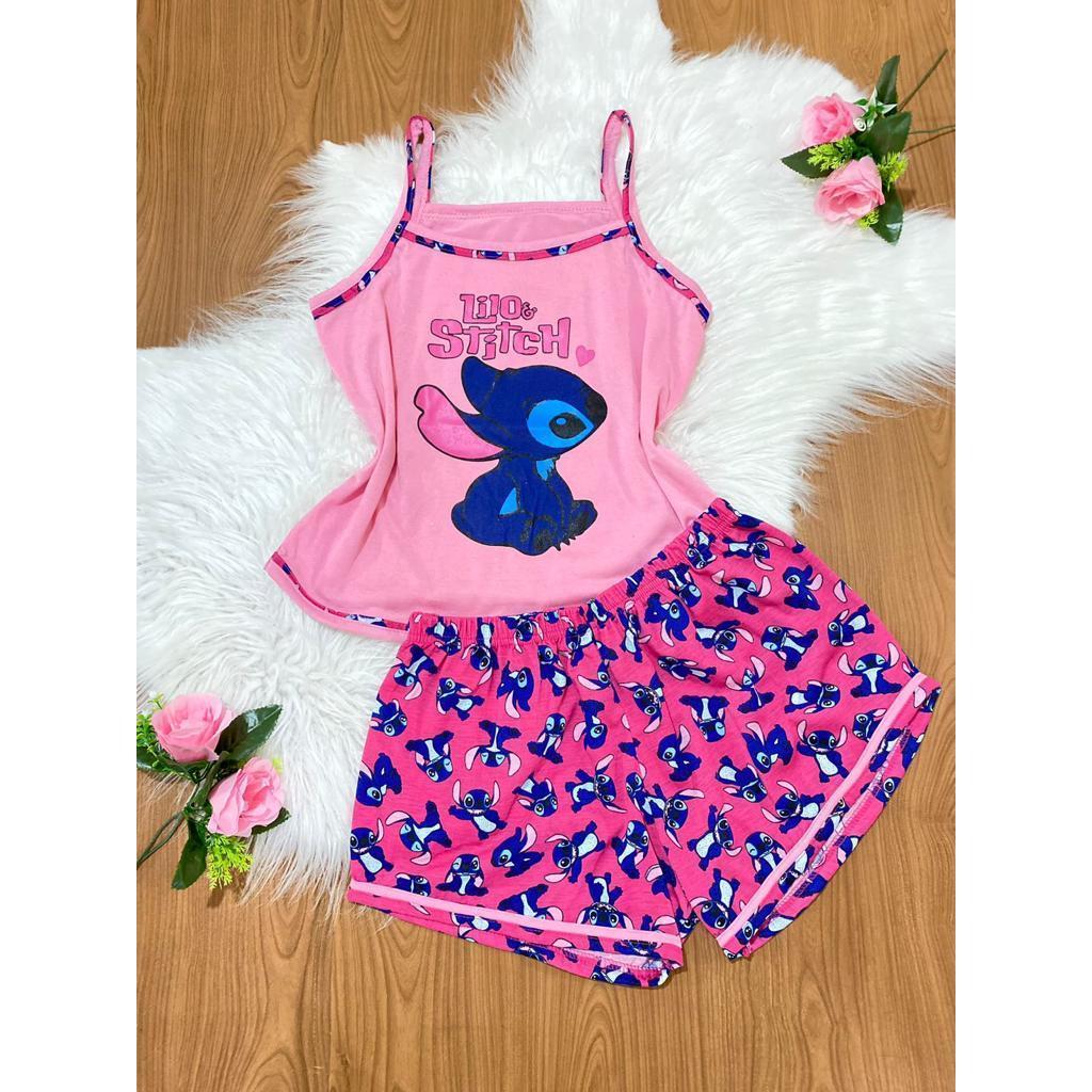 Pijama INFANTIL POÁ feminino alcinha personagens baby doll verão