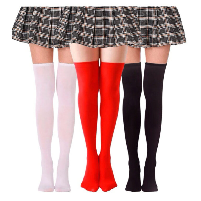 Meia Fina 7/8 lisa e listrada para Festa Carnaval 