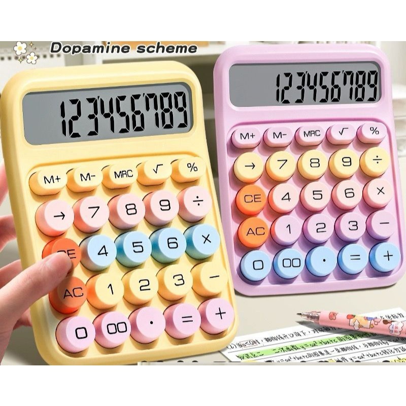 Calculadora Retrô – Teclado De 1 Peça Mecânico De 12 Dígitos COLORIDA