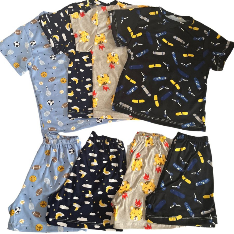 kit 2 ou 3 pijama infantil shorts e camiseta menin