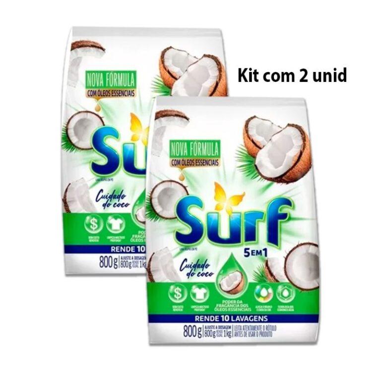 Sabão Em pó Surf Coco 800g Kit com 2 Unidade
