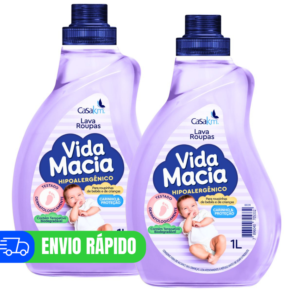 Kit 2 Vida Macia Sabão Liquido Lava Roupas Bebê 1 Litro
