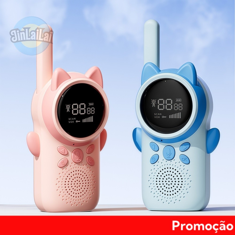 Kit 2 Walkie Talkie Infantil 3km, Rádio Transceptor para Crianças – brinquedo de gato castor para pa