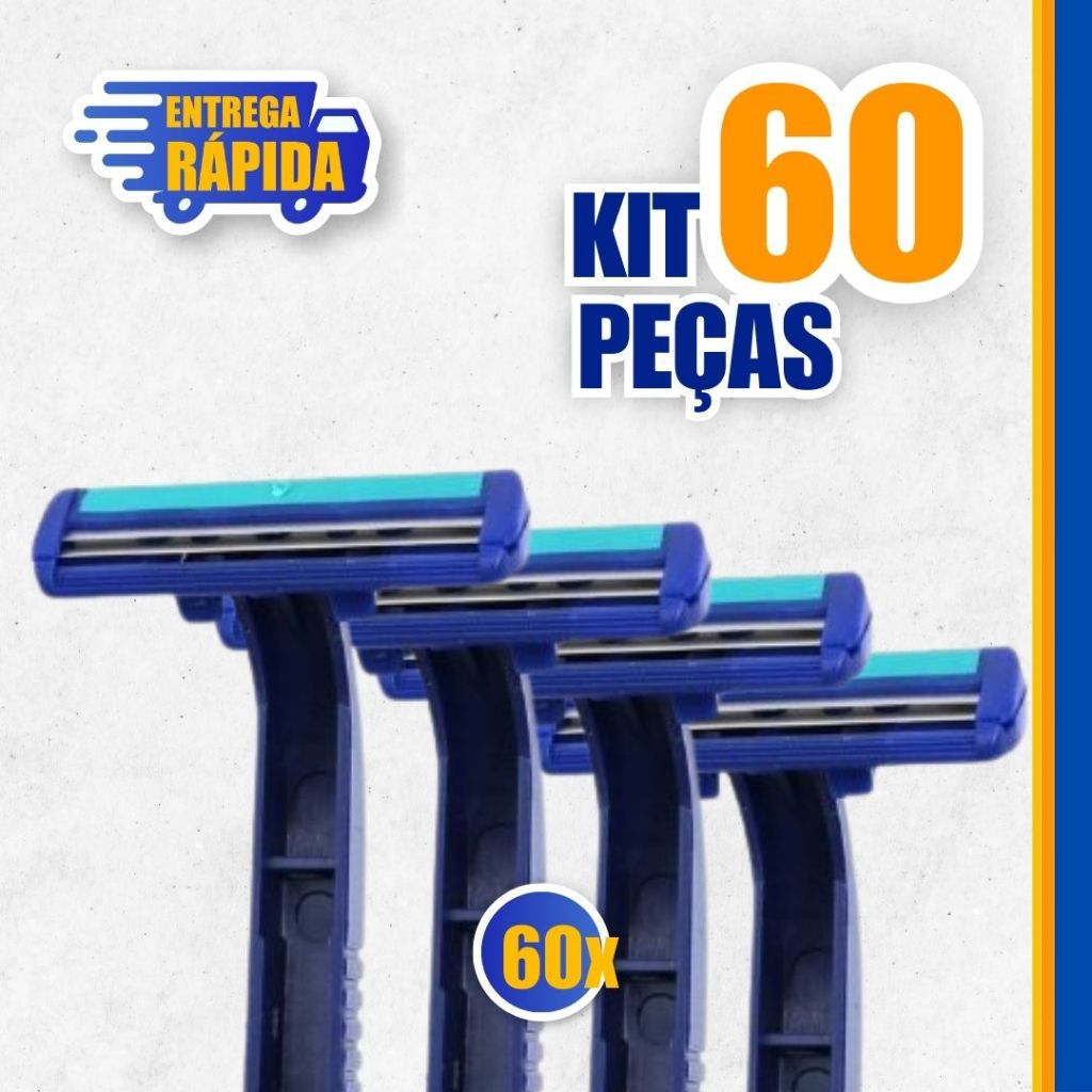 KIT 60 Prestobarba Aparelho de Barbear 2 Lâminas Com Fita Lubrificante Barbeado Descartável PROMOÇÃO