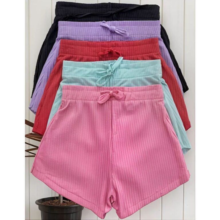 Kit 5 Shorts Infantil Menina Malha Canelada Para P