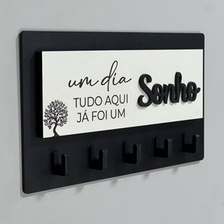 Porta Chaves Decorativo Para Parede 05 Ganchos Em 
