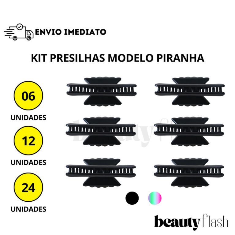 Kit 24 Presilhas Piranha Cabelo Profissional Triss