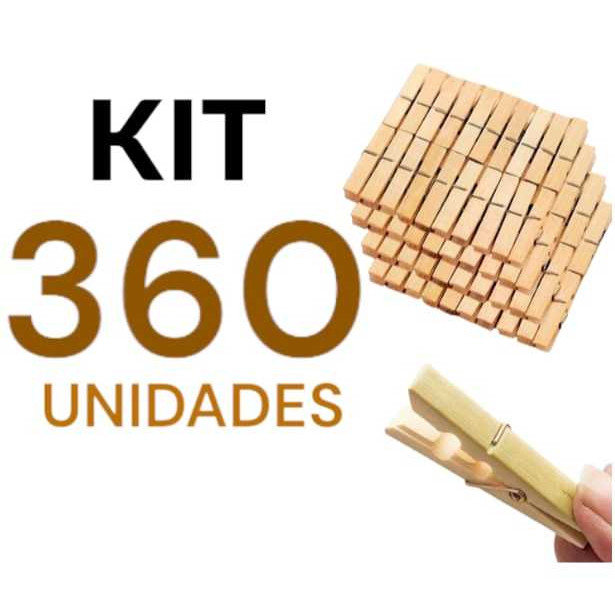 Kit 360 Prendedor Grampo De Roupas Madeira Embalag