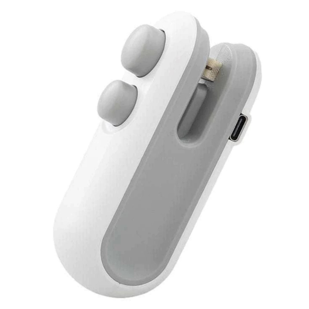 Selador de Saco Portátil Recarregável Tipo-C/USB Vedação e Cortador Lacre com Chip Térmico e Imã par