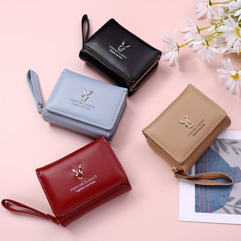 Carteira Curta Trifold Minimalista Feminina,Bolsa 