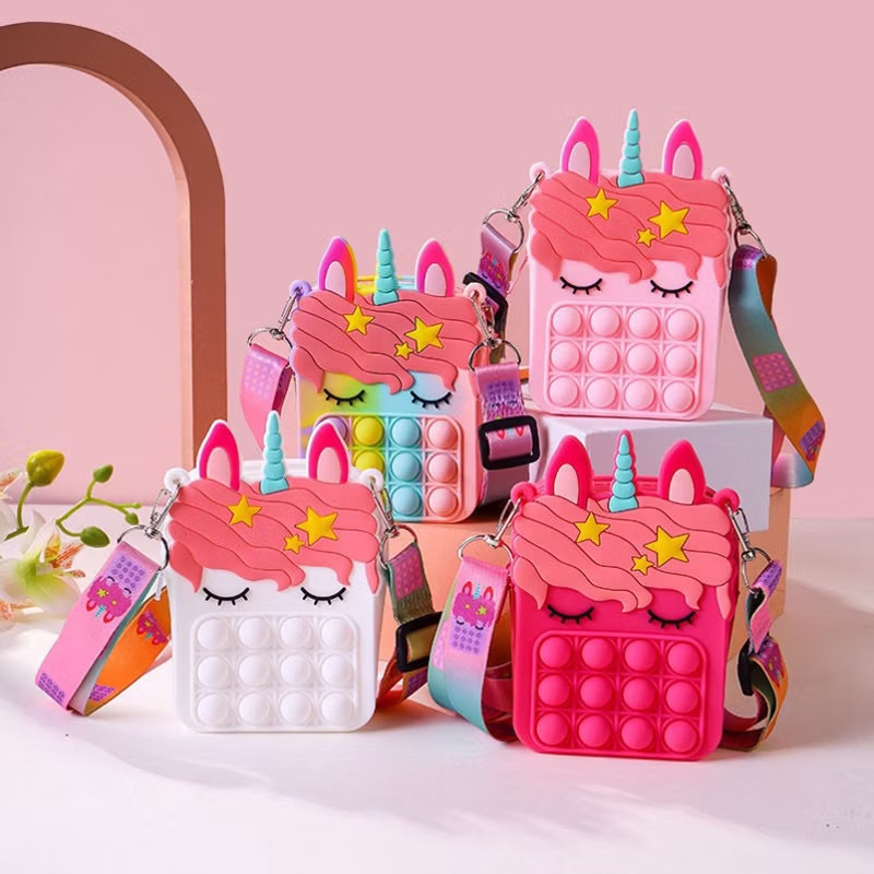 Bolsa Pop It Mochila Infantil De Silicone – Unicórnio