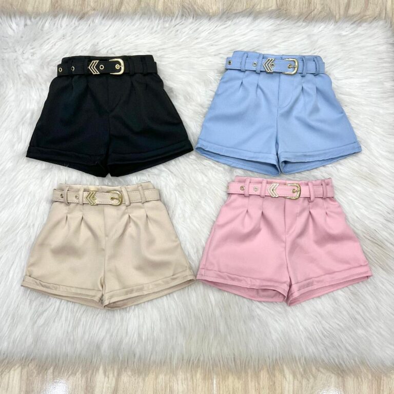 Short Cinto Infantil Social com Cinto Forrado Para