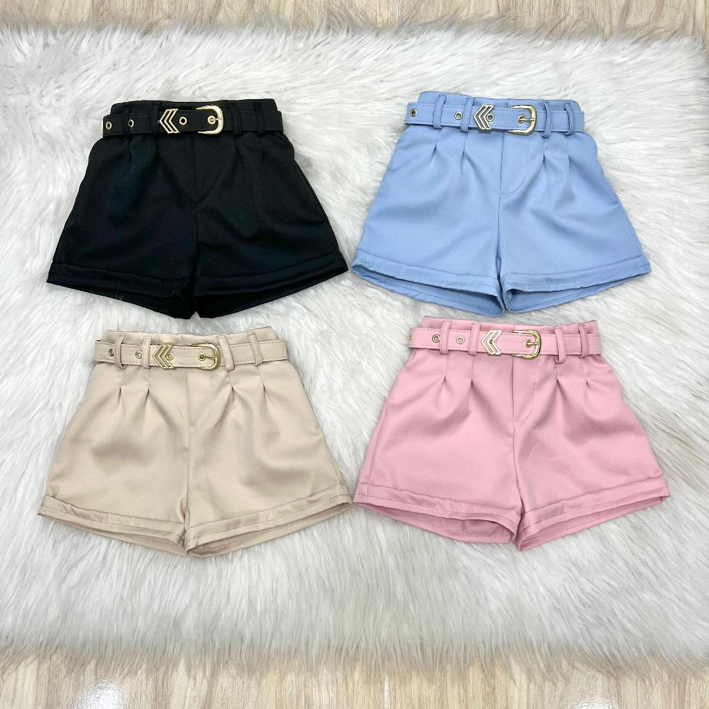 Short Cinto Infantil Social com Cinto Forrado Para Meninas Elegantes