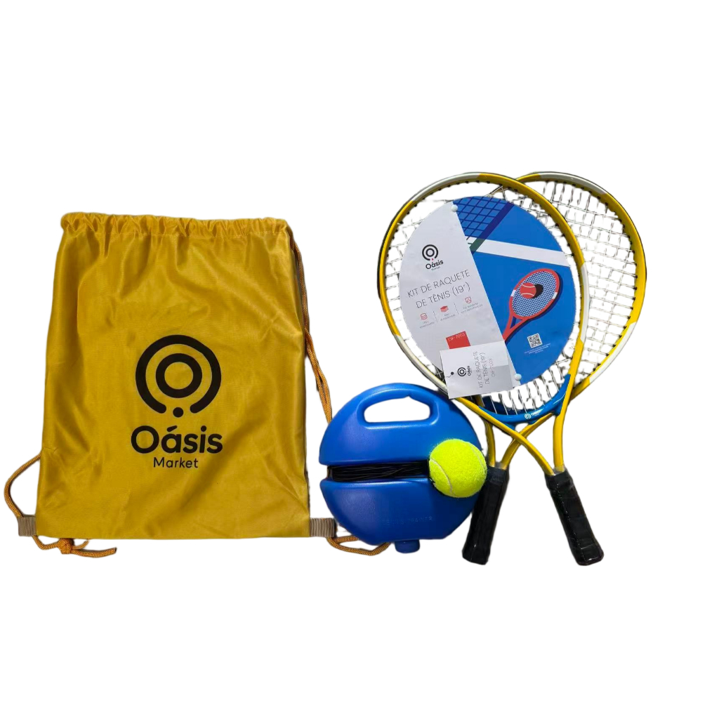 Kit Tênis 2 Raquetes 19 Com Bola De Tênis E Cantil Amarelo