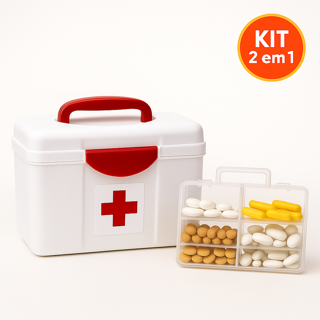 Kit Maleta Médica De Primeiros Socorros Portátil Viagem Porta Comprimido  Medicamento