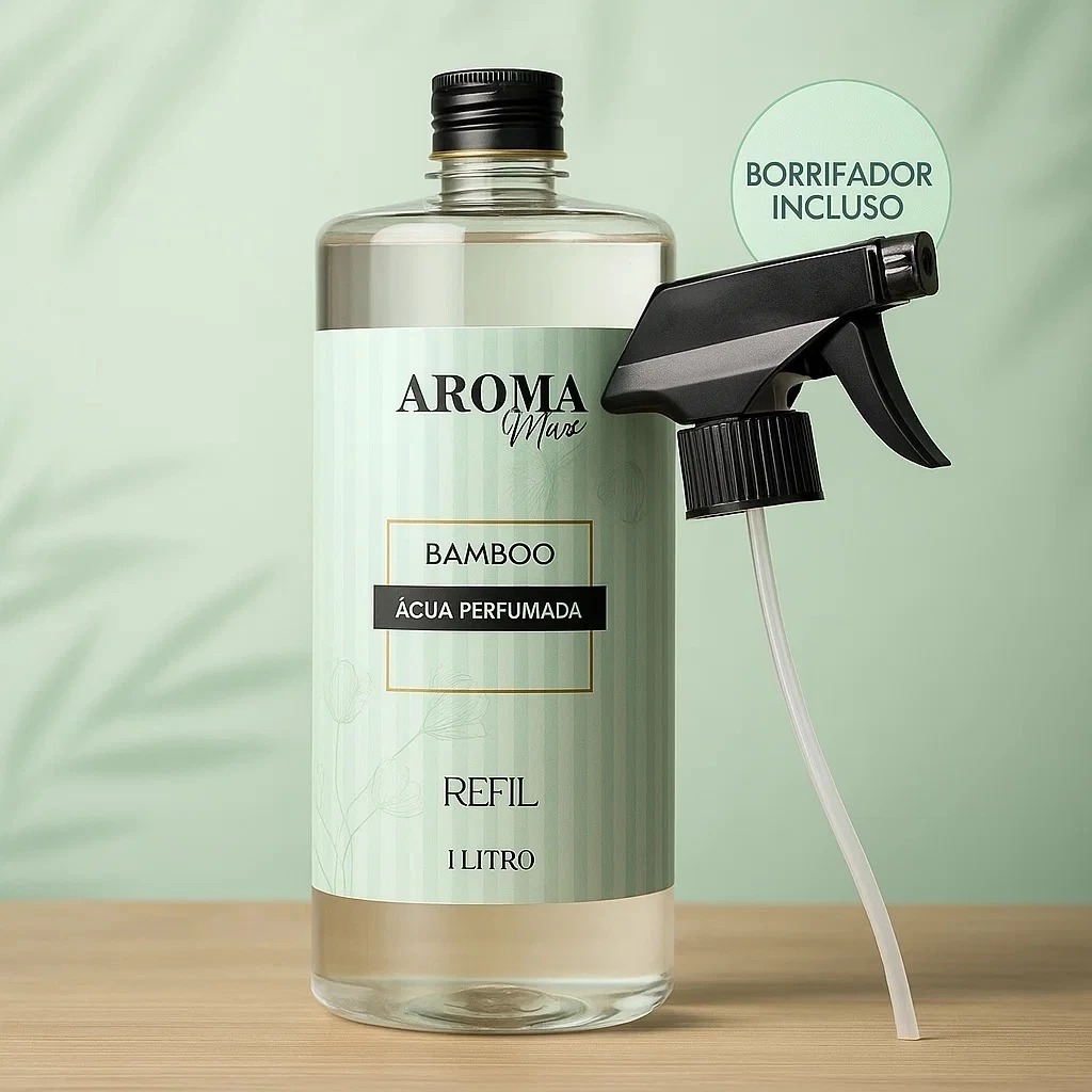 Água Perfumada Bamboo 1 Litro Aromatizador Perfume Aroma Lojas Roupas Presentes Não Agride Tecido