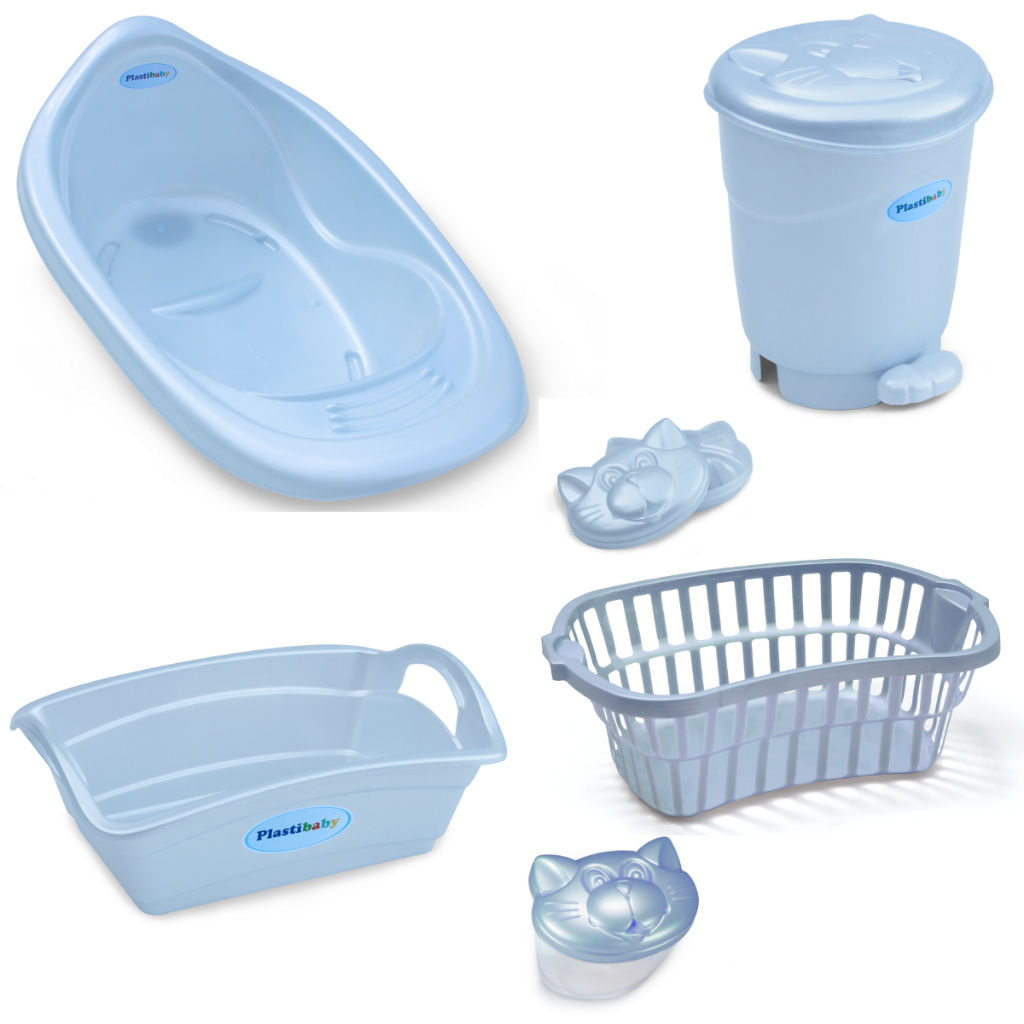 KIT BACIA BEBE INFANTIL ADOLETA + LIXEIRA + BALDE 13 LITROS + PORTA CHUPETA + SABONETEIRA – Rosa/ Ne