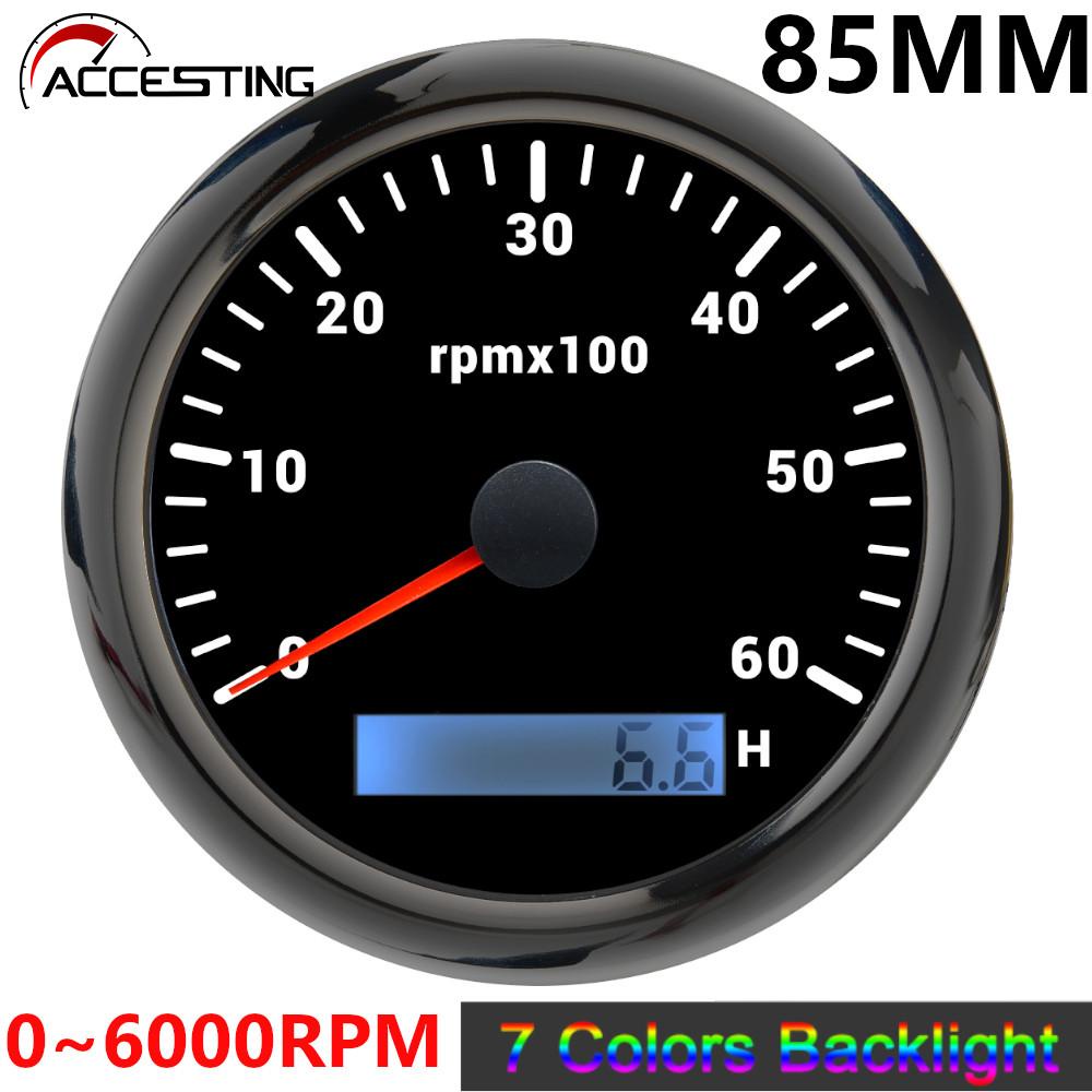 30000/4000/6000RPM Contador De 85mm De Tacômetro RPM REV Com Hourmeter Digital 7 Luz De Fundo Colori