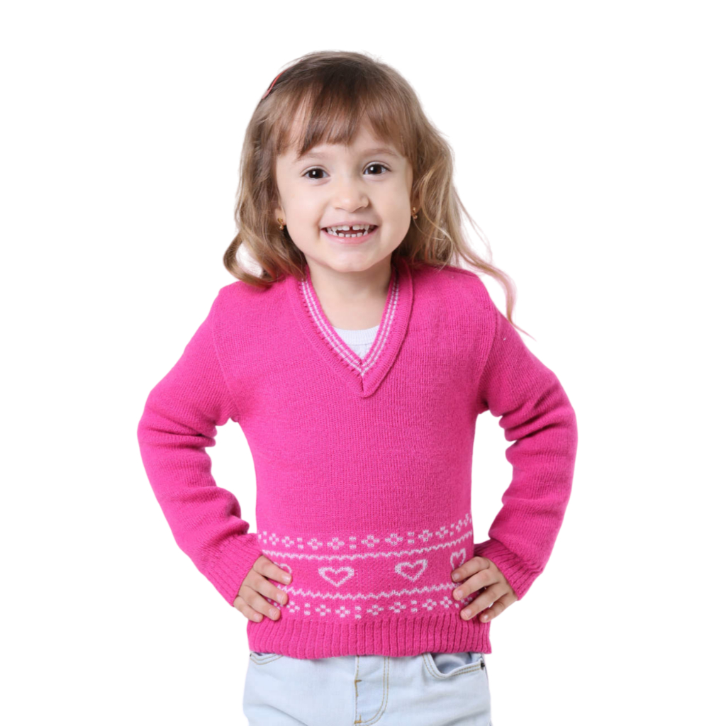 BLUSA DE FRIO TRICO LÃ DE INVERNO INFANTIL FEMININA DECOTE V