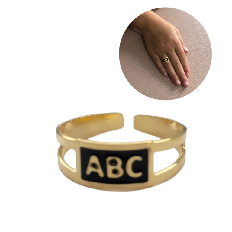 Anel De Formatura ABC Infantil Regulavel Banhado c
