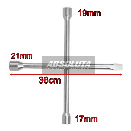 Chave De Roda Cruz 3Bocas medidas 17x19x21mm Com E