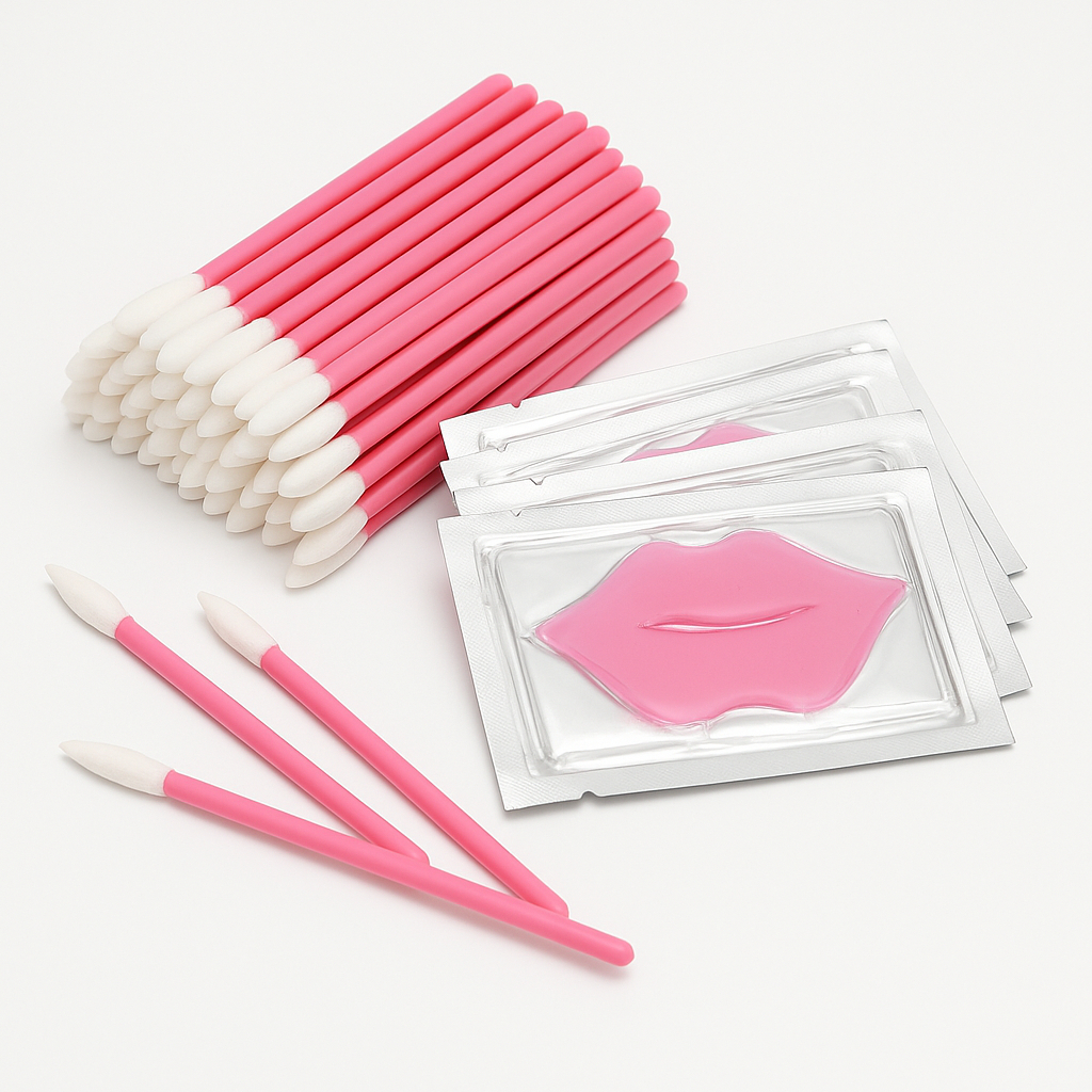 Kit Hidratação Labial Pads de Colágeno para Lábios + Aplicadores de Gloss