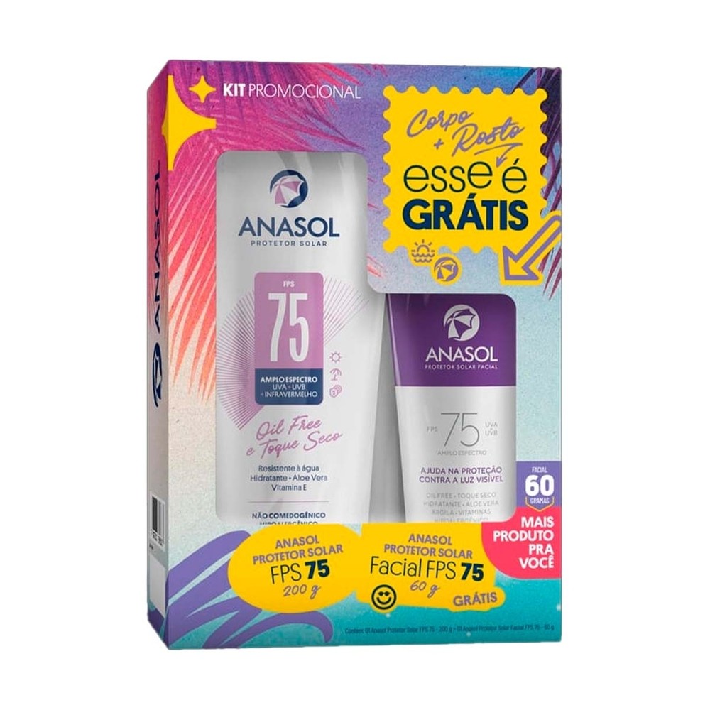 KIT Premium: Anasol Protetor Solar FPS 75 – 200g + Anasol Protetor Solar Facial FPS 75 – 60g