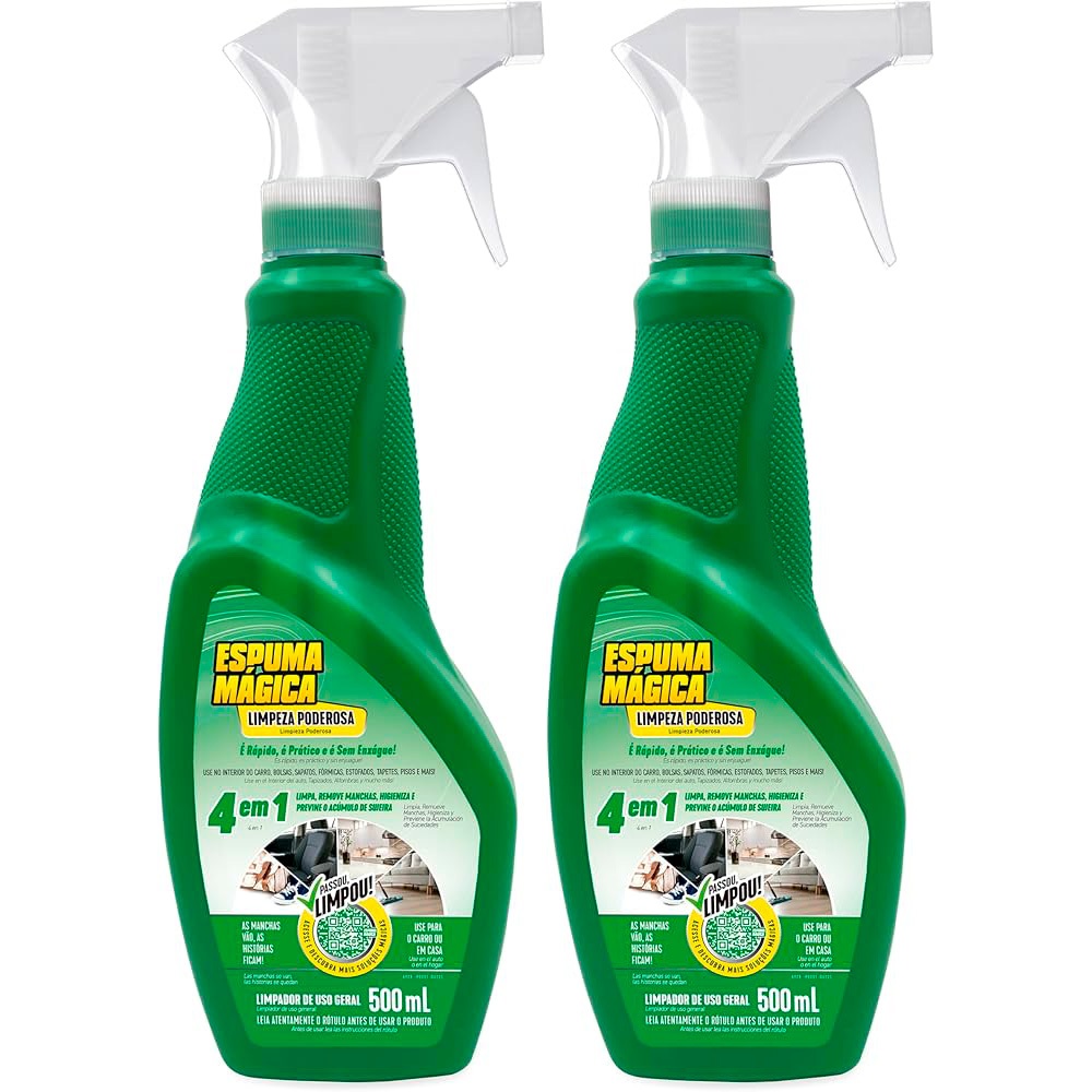 KIT COM  2 ESPUMA MAGICA LIMPEZA PODEROSA 500ML SPRAY  – PROAUTO