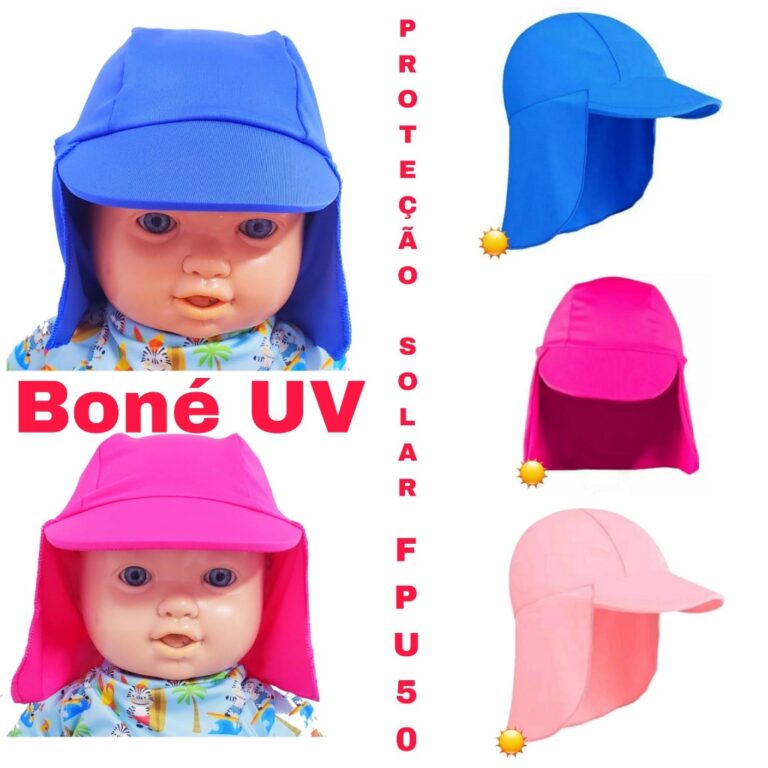 Chapéu Boné Praia Infantil Bebê Com Proteção 