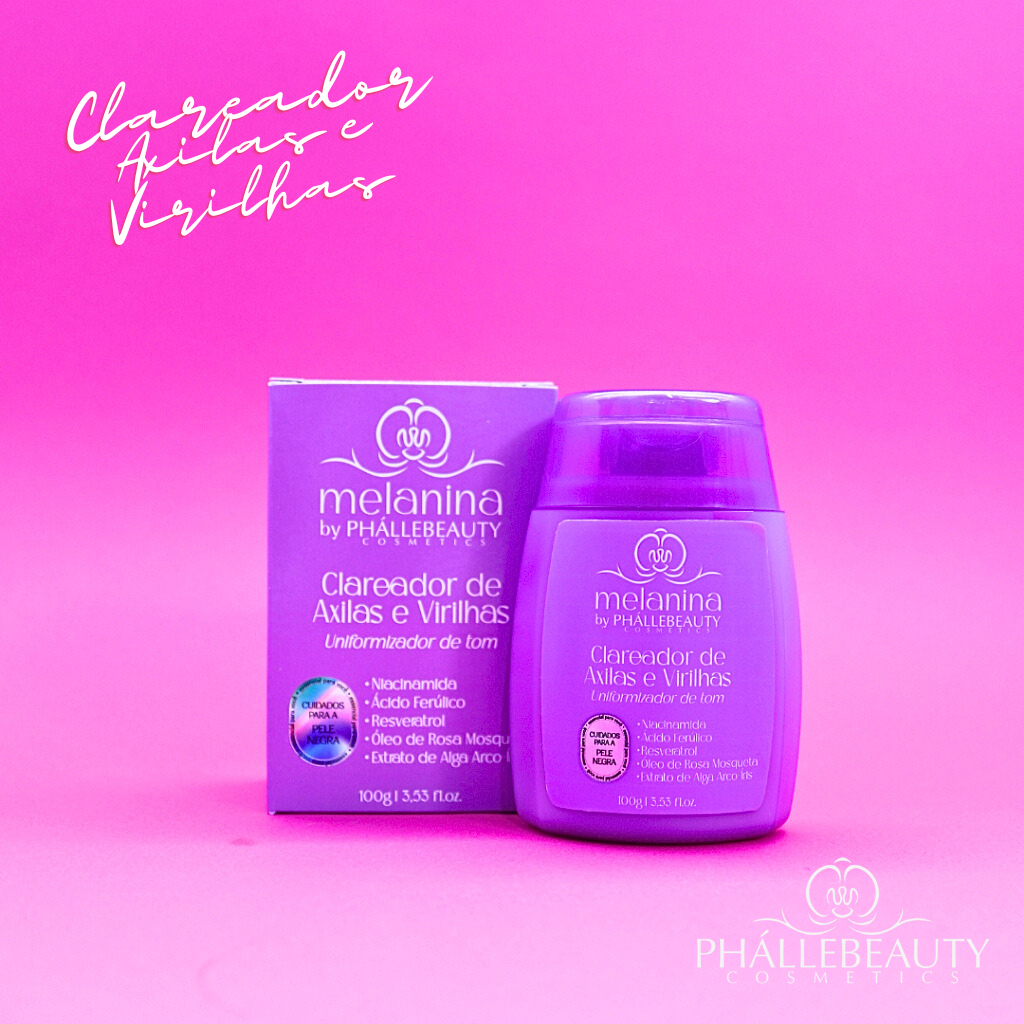 Clareador de axilas e virilhas Phallebeauty, preveni escurecimento, uniformiza e ilumina a pele