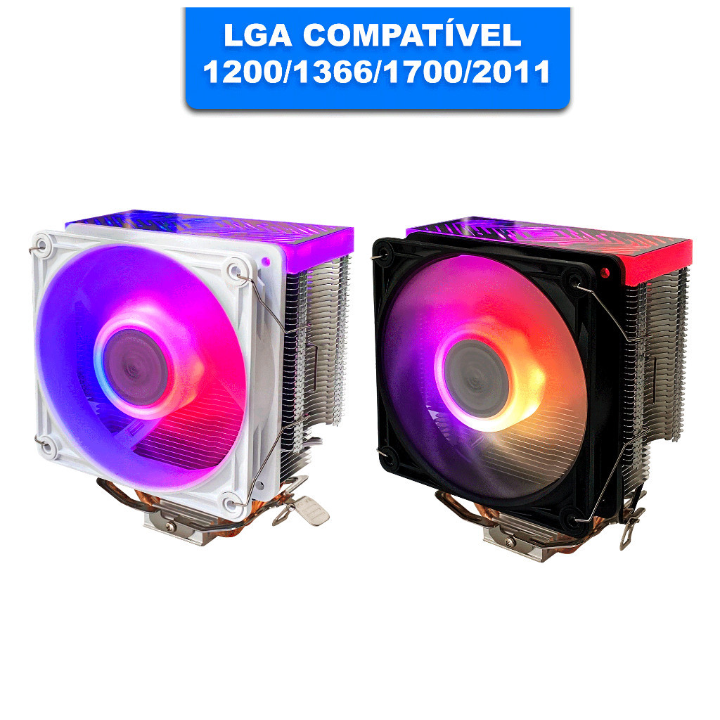 Cooler CPU PC Universal 120mm LGA 1200 1366 1700 2011 Led Argb Controladora 130w