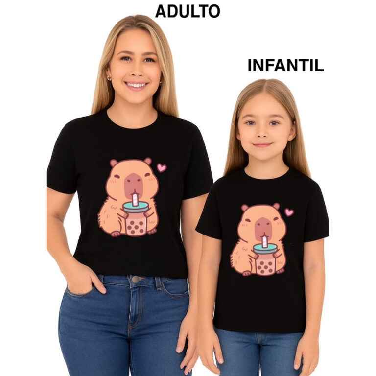 Camiseta Capivara Baby Adulto Blusa Algodão Camis