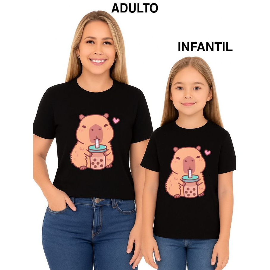 Camiseta Capivara Baby Adulto Blusa Algodão Camisa