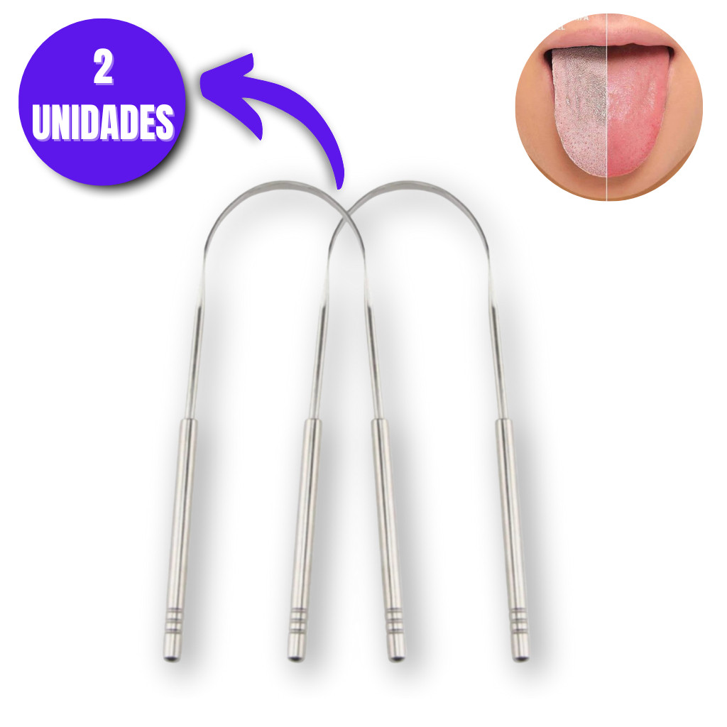 Kit 2 Limpador de Lingua Removedor Aço Inox -Bazar coneect