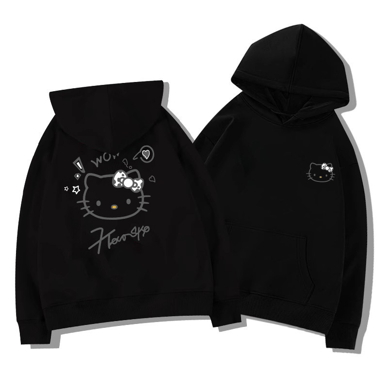 Americano Retro HelloKitty Moletom Com Capuz Unissex Outono/Inverno Versátil Doce Estilo Universitár