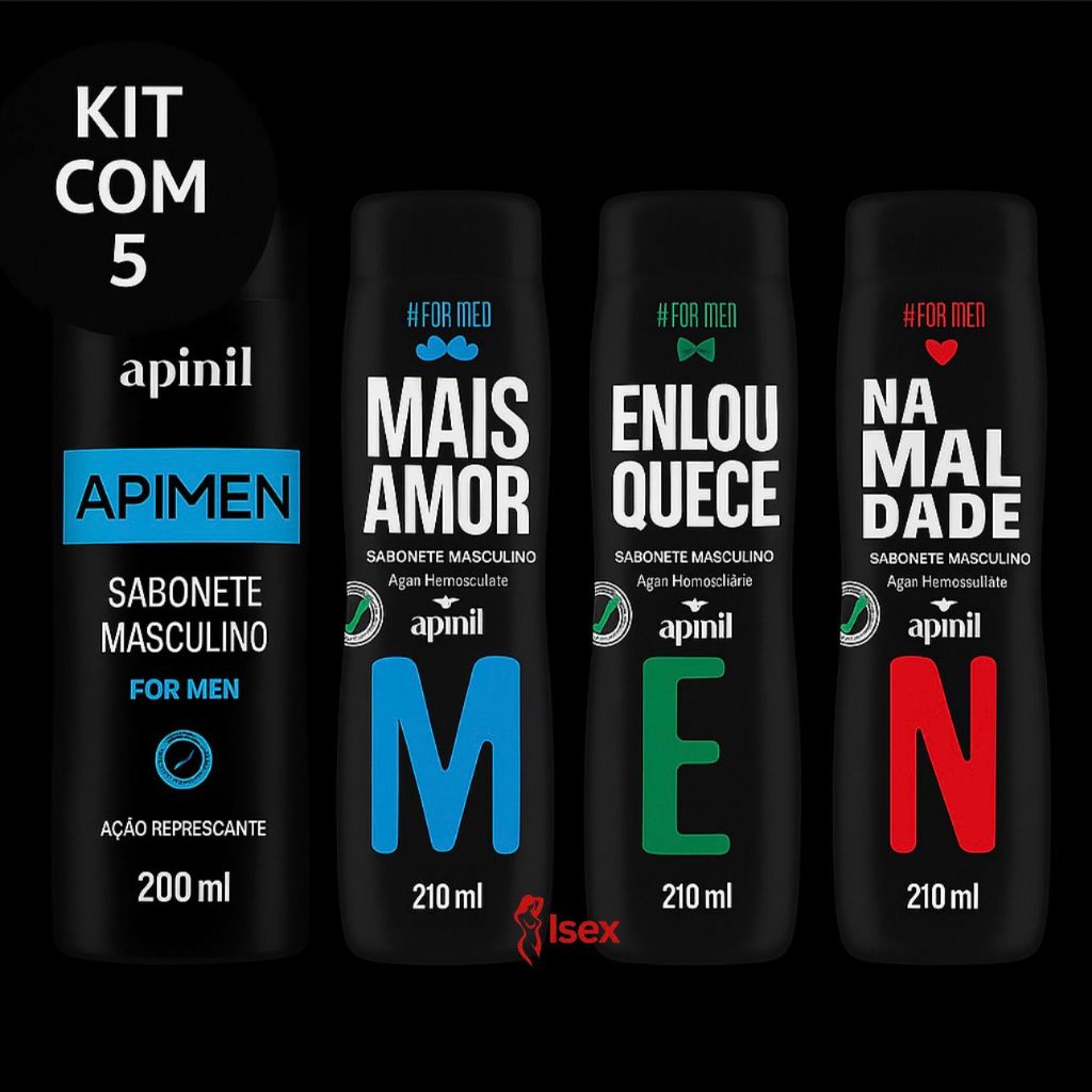 Kit com 4 Sabonetes Intimo Masculino – ESCOLHA O AROMA –  ou Variados Apinil 200ml Higiene Revenda