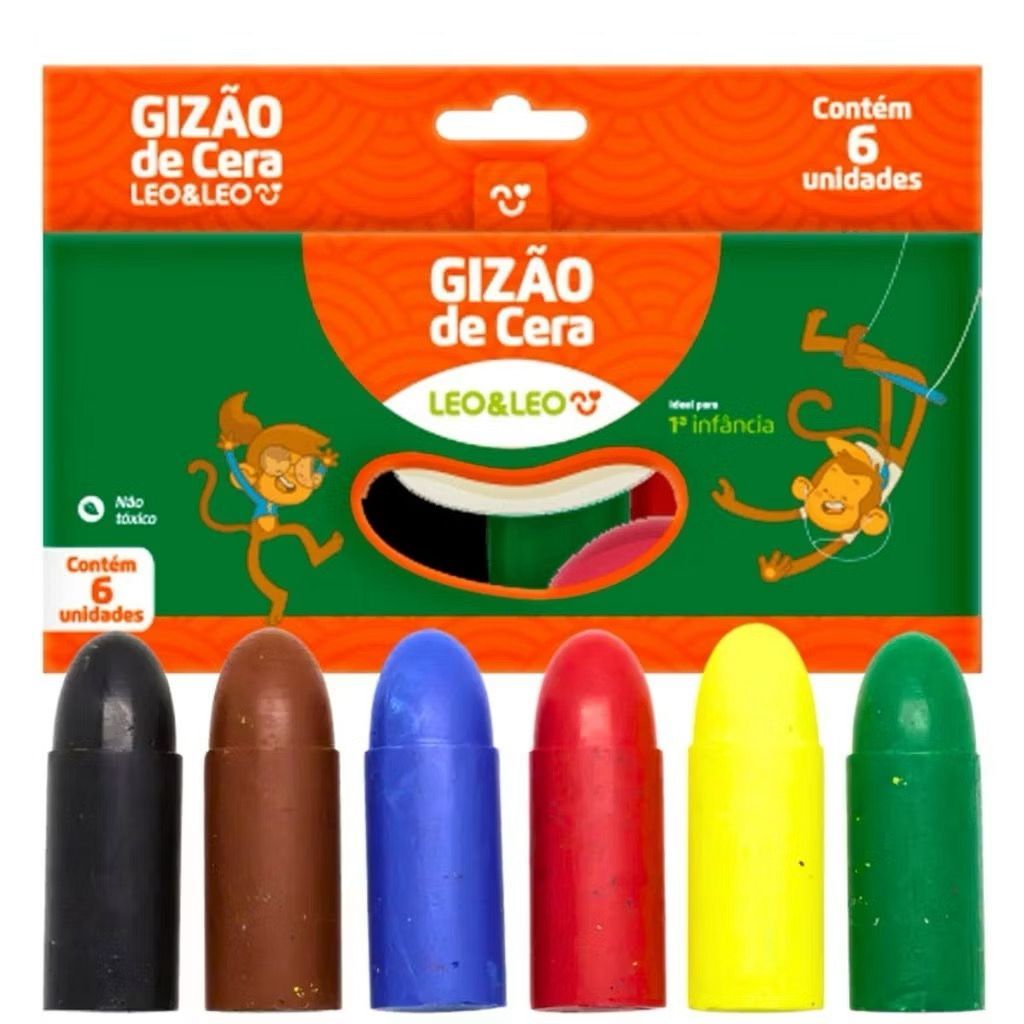 Gizao De Cera Meu Primeiro Giz 6 Cores Escolar Infantil Leoeleo