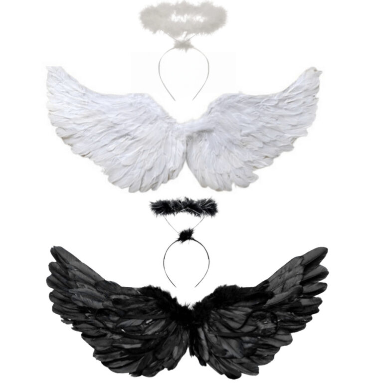 Kit Asa Anjo Fantasia Festa Halloween Carnaval Cos