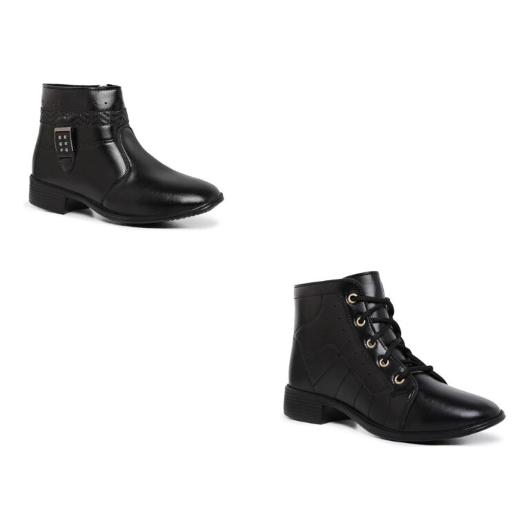 Kit 2 Bota Feminina Cano Médio Modelo Coturno Con